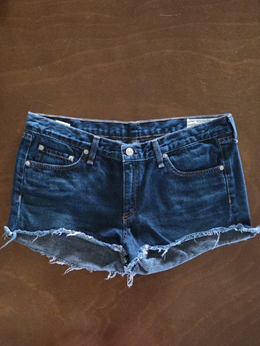 rag & bone Dark Blue Distressed Denim Cutoff Shorts. Size 30.